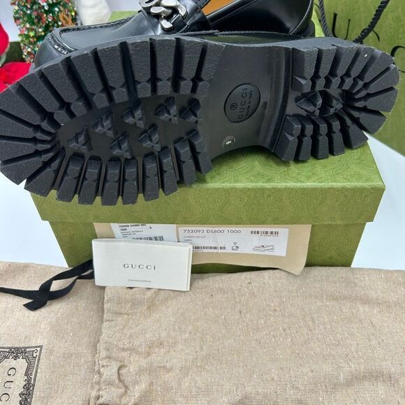 Men’s Gucci interlocking GG lug sole loafers size 9, made in Italy - Picture 5 of 9